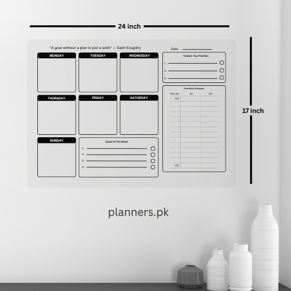 Weekly Wall Planner For White/Plain Walls